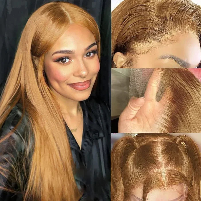 qvr glueless wigs in golden blonde #27 for a flawless, sleek look