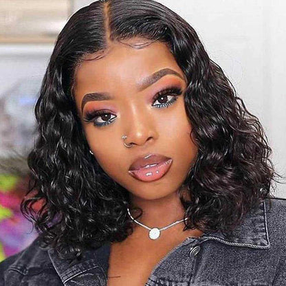 easy wear short bob wigs, real human hair bob wigs with 13x4 lace for textured hair