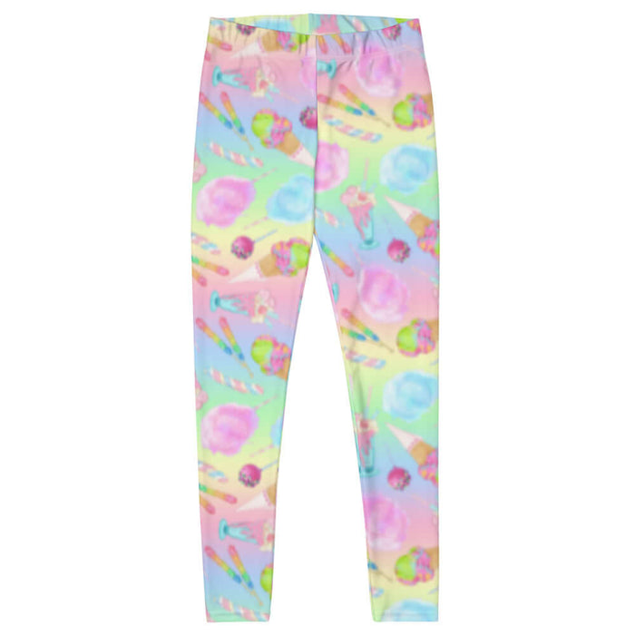 Rainbow Candy kawaii leggings in pastel rainbow with cotton candy clouds and pastel macarons