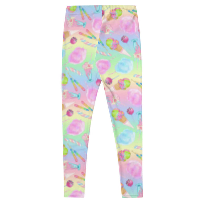 Rainbow Candy kawaii leggings in pastel rainbow with ice cream cones and marshmallow twists