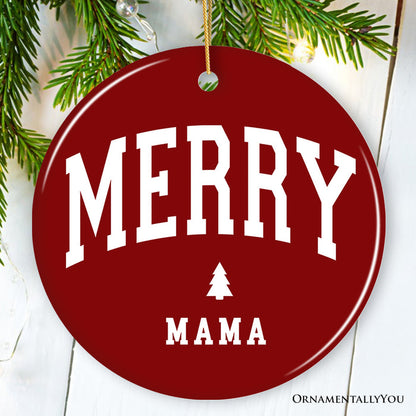 Red Merry Mama Retro Christmas Ornament, Matching Family Holiday Keepsake