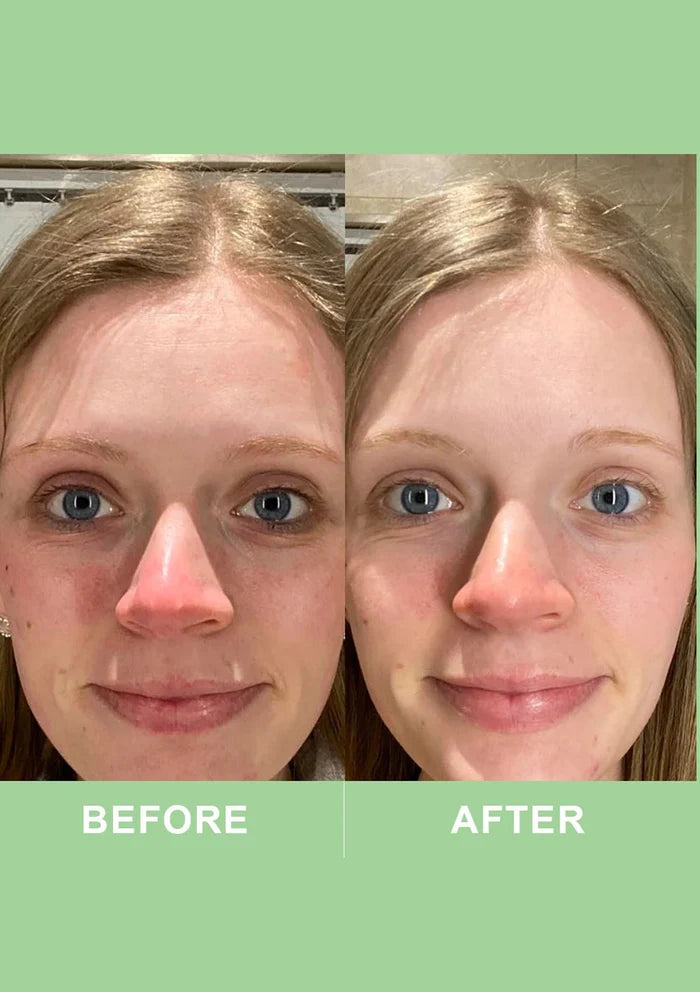 Before and after comparison of a person with a green background