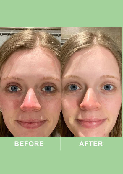Before and after comparison of a person with a green background
