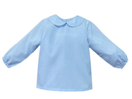 RN Blue Windowpane L/S Peter Pan Shirt