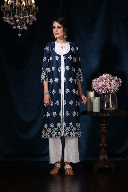 Rosedrop Navy Kurta