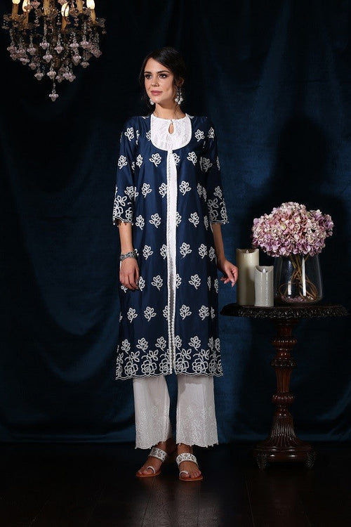 Rosedrop Navy Kurta