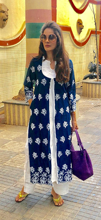 Rosedrop Navy Kurta