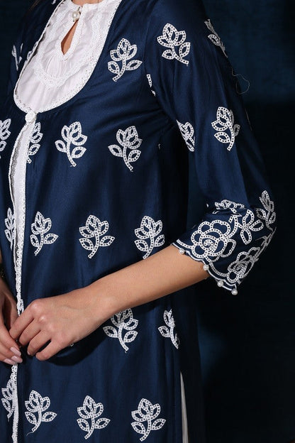 Rosedrop Navy Kurta