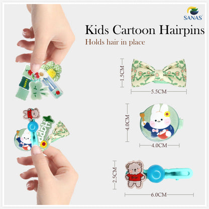 Green flower hair clips for baby girls