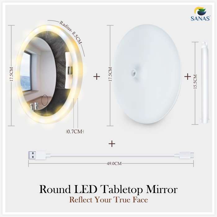 tabletop vanity mirror with LED lights