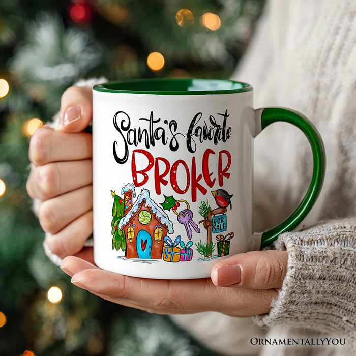 Santa's Favorite Broker Personalized Mug, Real Estate Agent Gift with Custom Name Personalized Ceramic Mug OrnamentallyYou