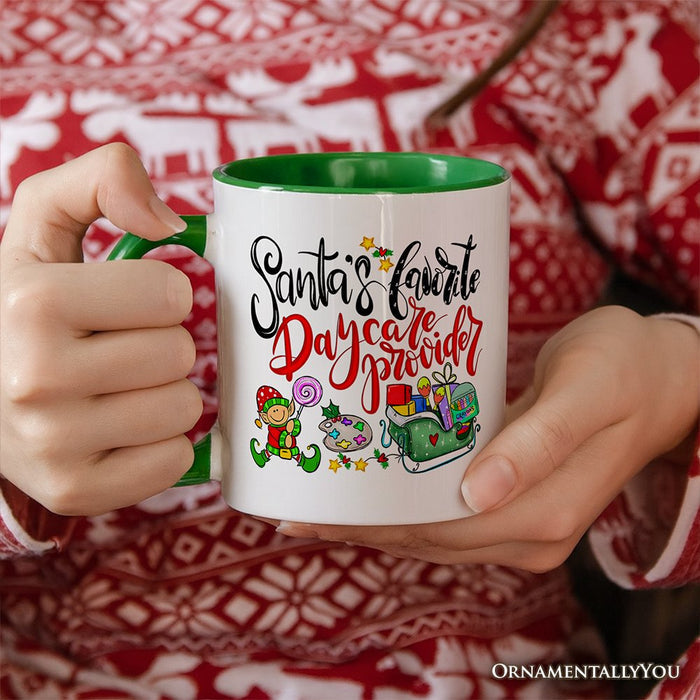 Santa's Favorite Daycare Provider Personalized Mug, Teacher Appreciation Gift with Custom Name Personalized Ceramic Mug OrnamentallyYou