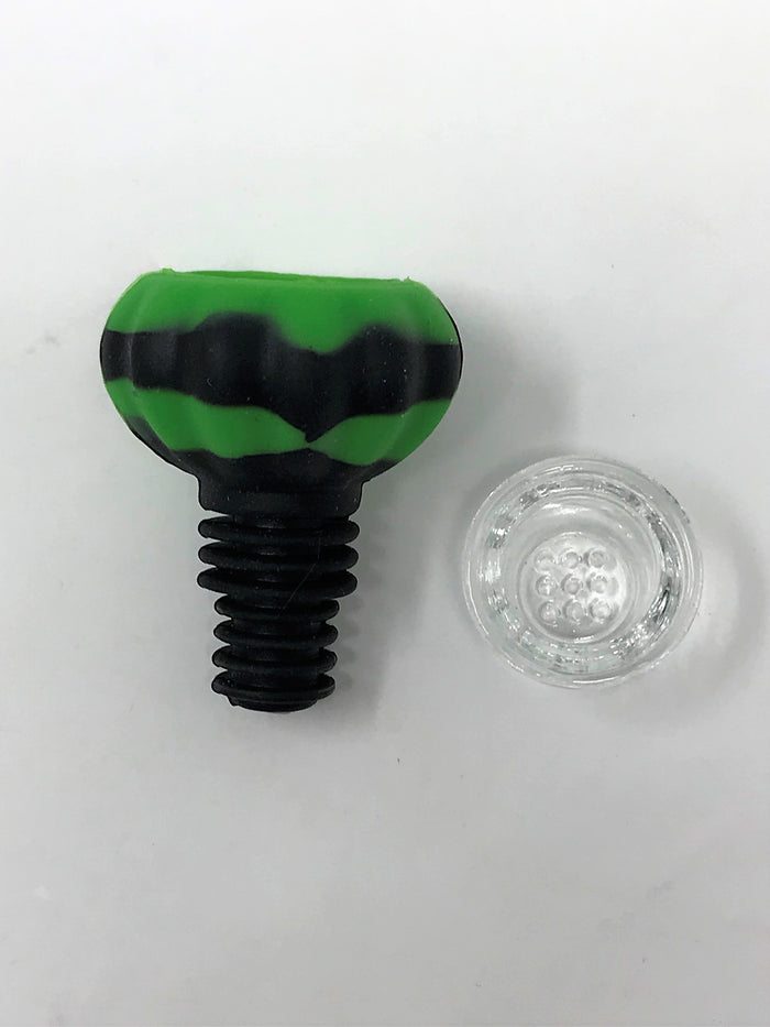 Silicone 10.5" Straight Bong Detachable Mouth Piece Silicone w/Quartz Bowl