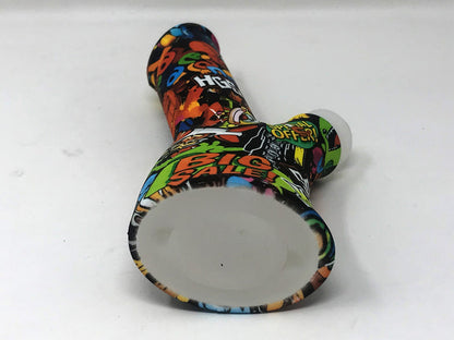 Silicone Detachable Unbreakable 8.5" Bong w/Glass Screen Bowl Cartoon Design
