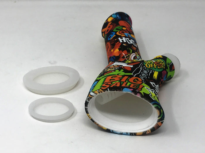 Silicone Detachable Unbreakable 8.5" Bong w/Glass Screen Bowl Cartoon Design