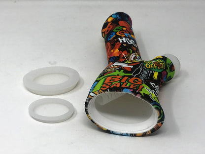 Silicone Detachable Unbreakable 8.5" Bong w/Glass Screen Bowl Cartoon Design