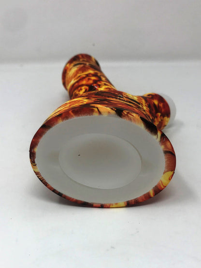 Silicone Detachable Unbreakable 8.5" Bong w/Glass Screen Bowl Fire Skull Design