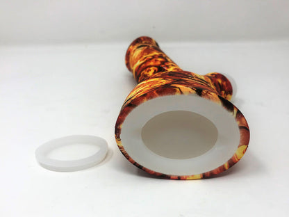 Silicone Detachable Unbreakable 8.5" Bong w/Glass Screen Bowl Fire Skull Design