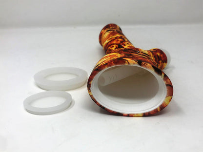 Silicone Detachable Unbreakable 8.5" Bong w/Glass Screen Bowl Fire Skull Design