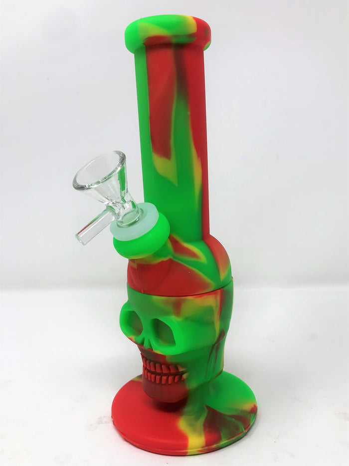 Silicone Skull Detachable Best 8" Water Pipe Bong 14mm Bowl