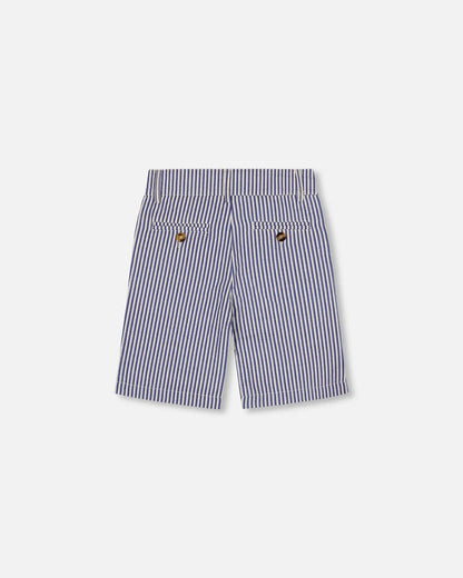 Slant Pocket Bermuda Shorts Royal Blue Striped | Deux par Deux | Jenni Kidz