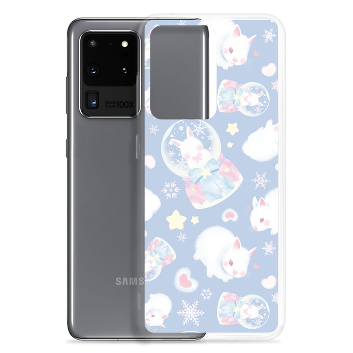 Protect your phone in style with the Snow Bunny Samsung® Clear Case featuring cute bunnies and pastel colors.
