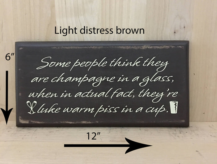 12x6 light distress brown wood sign with cream lettering