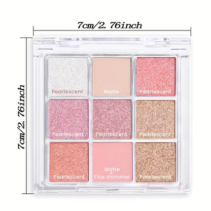 ✨🌈 Sparkling 9-Color Eyeshadow Palette – Matte & Shimmer Magic 🌈✨