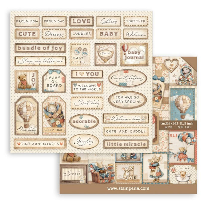 Stamperia - 8X8 Mini Paper Pad - Baby. 6 sheets. Available at Embellish Away located in Bowmanville Ontario Canada.