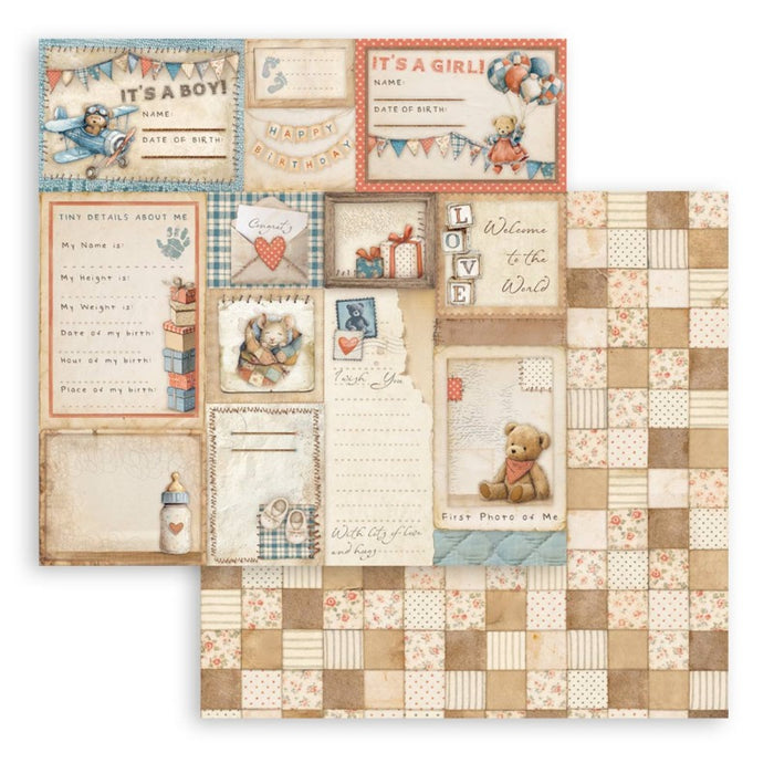 Stamperia - 8X8 Mini Paper Pad - Baby. 6 sheets. Available at Embellish Away located in Bowmanville Ontario Canada.