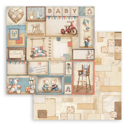 Stamperia - 8X8 Mini Paper Pad - Baby. 6 sheets. Available at Embellish Away located in Bowmanville Ontario Canada.