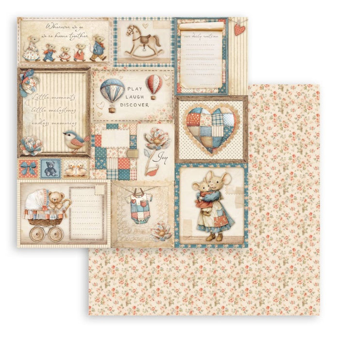 Stamperia - 8X8 Mini Paper Pad - Baby. 6 sheets. Available at Embellish Away located in Bowmanville Ontario Canada.