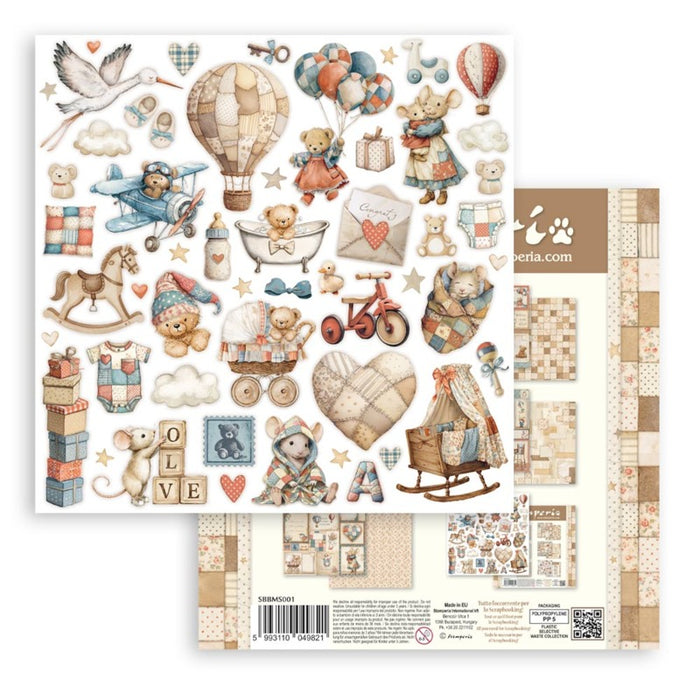 Stamperia - 8X8 Mini Paper Pad - Baby. 6 sheets. Available at Embellish Away located in Bowmanville Ontario Canada.