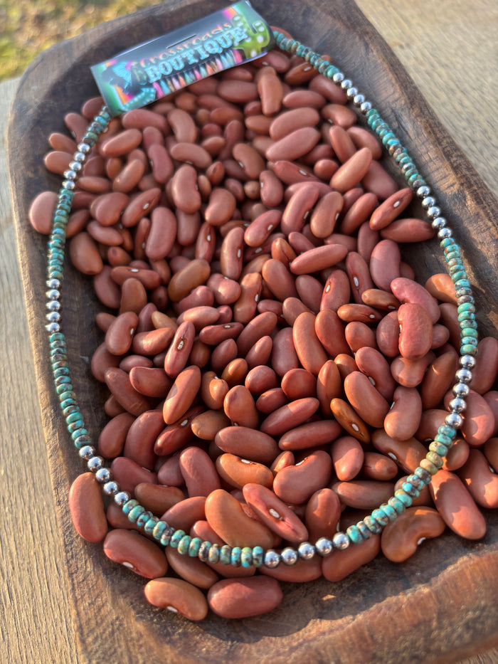 Sterling Silver Pearls & Turquoise Necklace