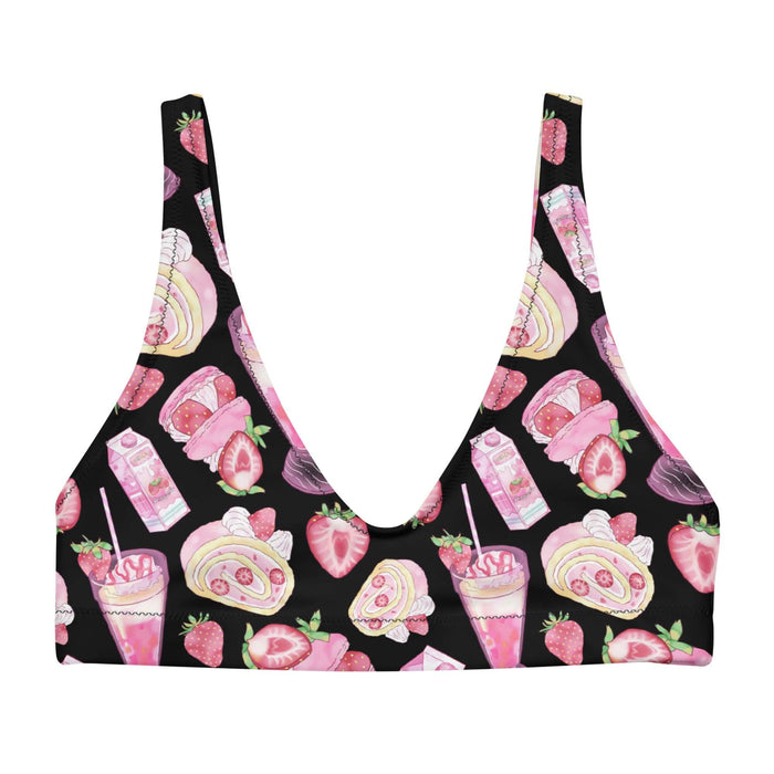 Pink kawaii Strawberry bikini top with milkshakes and whipped cream