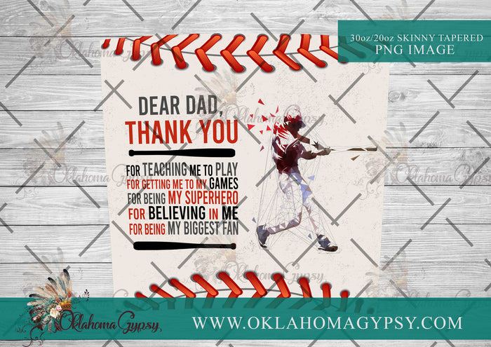 Thank You Dad Poem - Baseball Digital File Wraps
