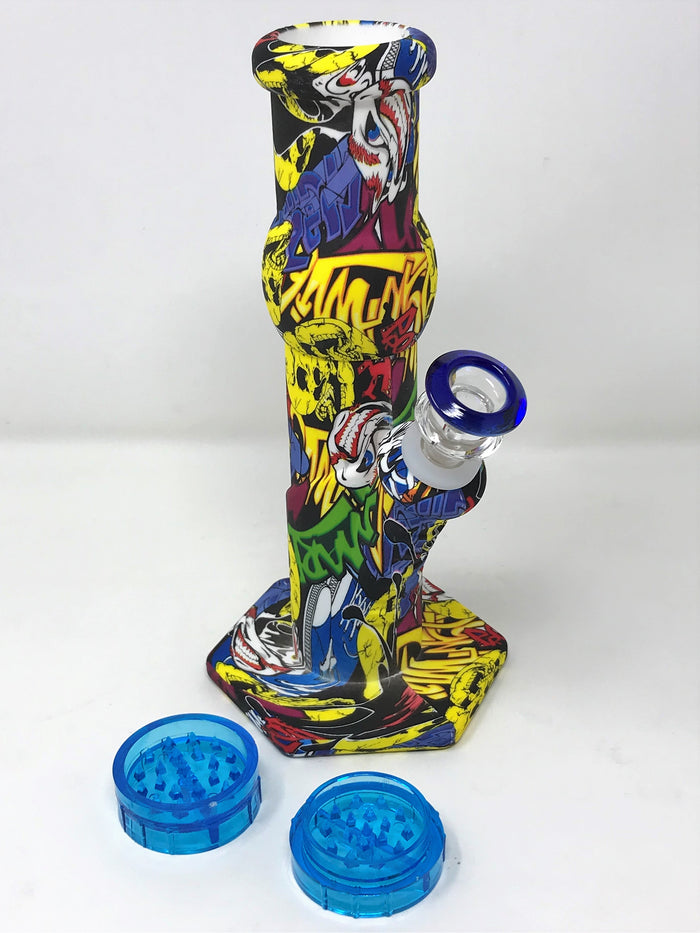 Thick Silicone Detachable Unbreakable Bong Graphics Plastic Grinder Slide Bowl