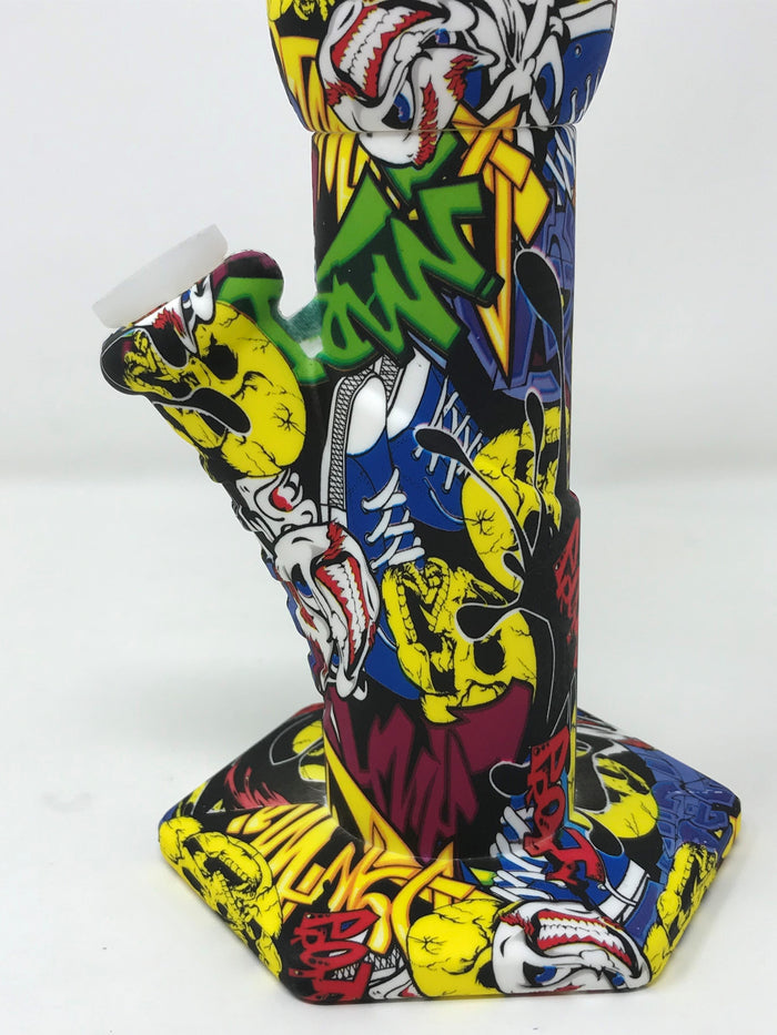 Thick Silicone Detachable Unbreakable Bong Graphics Plastic Grinder Slide Bowl
