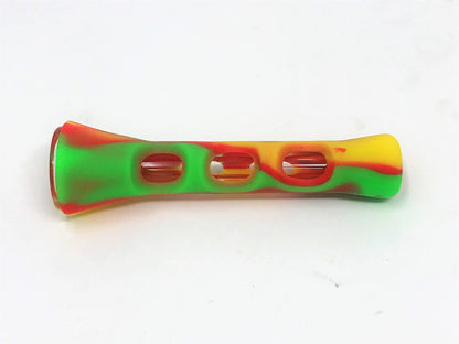 Thick Silicone & Glass Tube Chillum One Hitter 3.25" Hand Pipe