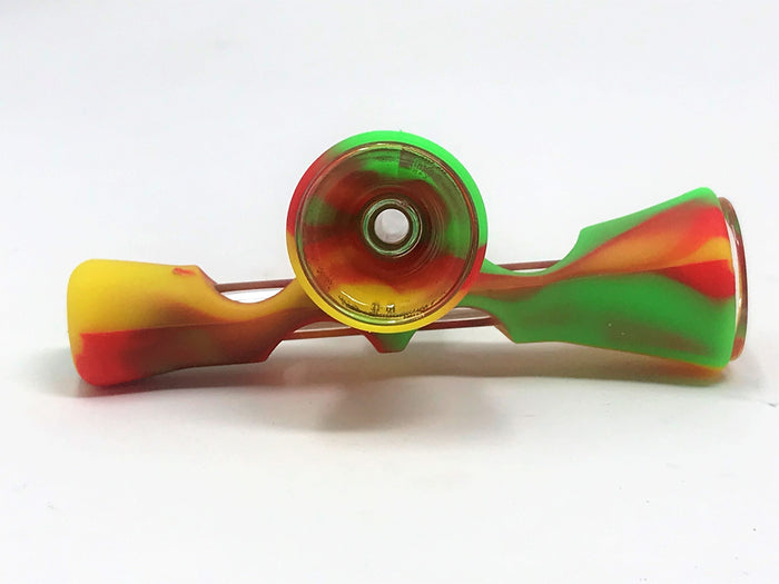 Thick Silicone & Glass Tube Chillum One Hitter 3.25" Hand Pipe