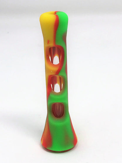 Thick Silicone & Glass Tube Chillum One Hitter 3.25" Hand Pipe