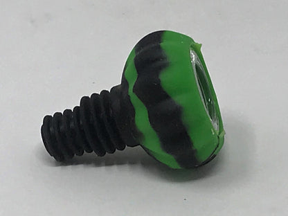 Thick Silicone Herb Bowl 14mm/18mm Dual Use with Glass Screened Bowl - Black n' Lime