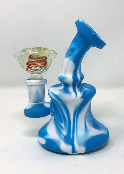 Thick Silicone Unbreakable Detachable 5" Rig Shower Perc. 14mm Male Slide Bowl