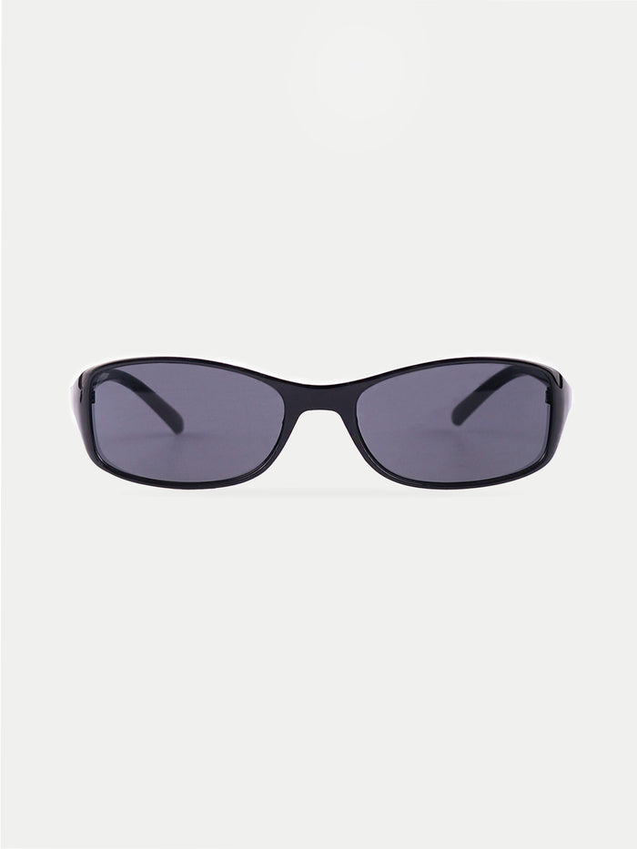 Thin Rectangle Frame Sunglasses | Black-Image 1