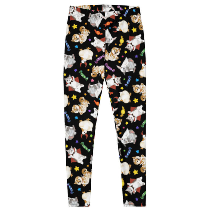 Trick or Treaters alternative leggings with devil-horned ducks and gold stars