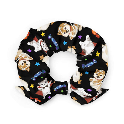 Trick or Treaters alternative scrunchie with ghost-sheet bunnies and wrapped candy