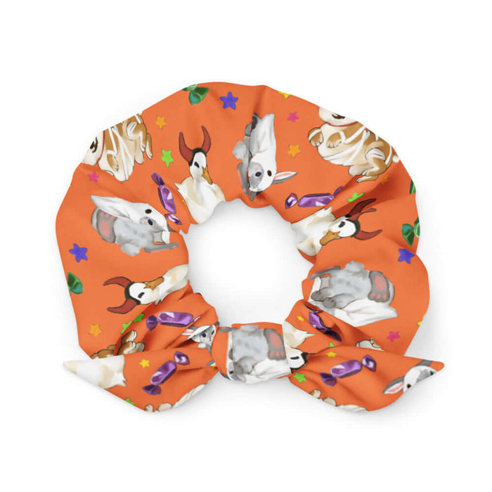 Trick or Treaters alternative scrunchie with vampire kitties and scattered stars