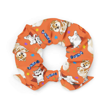Trick or Treaters alternative scrunchie with mummy puppies and wrapped candy