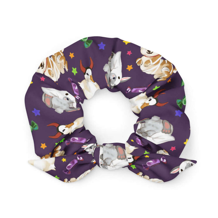 Trick or Treaters alternative scrunchie with devil ducks and vampire kitties