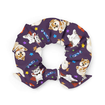 Trick or Treaters alternative scrunchie with ghost bunnies and mummy puppies